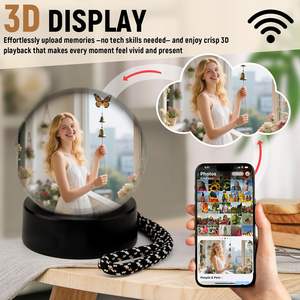 Lampe sphérique à mémoire 4 Go, boule de cristal électronique 3D magique avec lecteur de photos et vidéos numériques WiFi pour un cadeau d'anniversaire ou de la Saint-Valentin - Product Image 2