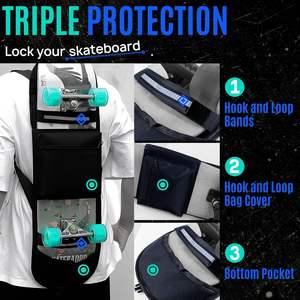 Sac à dos pour skateboard gratuit, sac de transport pour longboard, sac de voyage pour skateboard de loisirs pour hommes et femmes, sac à dos pour longboard - Product Image 3