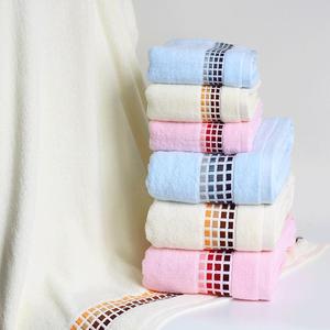 Serviette de bain Xinshang 70x140 cm en coton à carreaux rose, serviette rectangulaire pour la maison, cadeau - Product Image 2