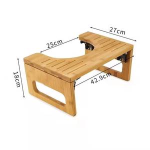 Taburete de baño plegable de madera simple, color natural, tipo cuadrado grande, multifuncional, para adultos y niños - Product Image 2