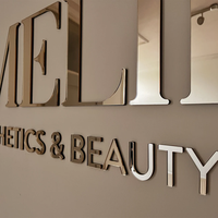Enseigne Commerciale en Acrylique Doré Personnalisée, Logo d'Entreprise Miroir, Décoration Murale, Enseigne de Salon de Beauté, Enseigne en Acrylique Personnalisée, Double Modèle Inclus