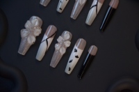 Uñas Postizas de ABS Talladas a Mano, Estilo Europeo Americano, Diseño de Mariposa, Estilo Ataúd, para Dedos