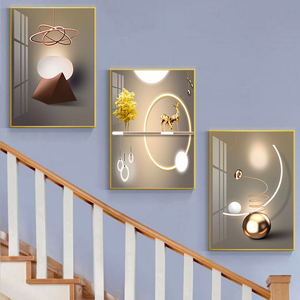 Tranh treo tường nghệ thuật hiện đại, tranh vẽ phong cách trừu tượng, tranh vẽ pha lê sứ, bộ tranh cao cấp mạ vàng trang trí phòng khách, nhà cửa - Product Image 4