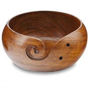 AZ ENTERPRISES AZE-WYB020 Bol à fil en bois, design simple, portable pour le tricot à la main, utilisation pratique, couleur naturelle, couvercle, épaisseur 5 mm - Product Image 2