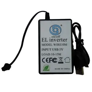 Batería de polímero recargable USB de 5V 600mA EL INVERTER para retroiluminación EL de alto brillo blanco y cable EL