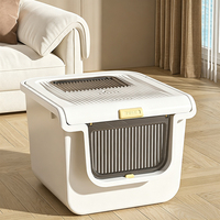 Bac à litière pour chat couvert avec couvercle rabattable, bac à litière fermé facile à nettoyer pour chats d'intérieur