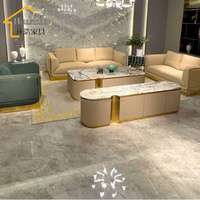 Ensemble de meuble TV de luxe italien à panneau de roche, table à thé simple et moderne pour le salon, rangement fait main pour la chambre à coucher