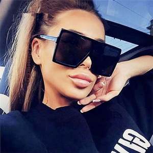 Gafas de Sol Cuadradas Extra Grandes de Moda Retro para Hombre y Mujer, con Logotipo Personalizado, Protección UV400, Montura Grande, Parte Superior Plana - Product Image 1