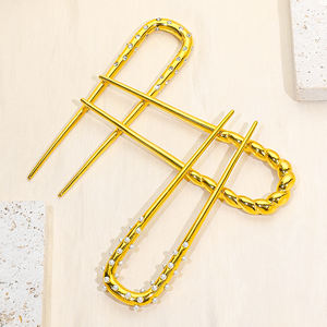 न्यायनोवा हस्तनिर्मित 18k सोने के स्टेनलेस स्टील हेयरपिन सुरुचिपूर्ण यू आकार हेयर स्टिक महिलाओं के बाल क्लिप कोरियन शैली के बाल - Product Image 6