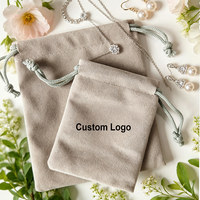 Pochette en velours pour bijoux avec cordon de serrage, logo imprimé personnalisable, grande taille