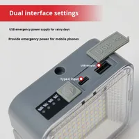 Lampe LED portable ultra-puissante avec panneau solaire magnétique, indice IP65, randonnée, camping, pêche, jardin, lumière d'urgence