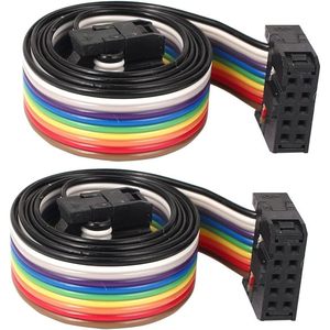 Cable plano Uxcell de 10 pines y 50 cm, conector F F IDC, color arcoíris, para bricolaje, 2 piezas - Product Image 2