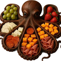 Nouveau plateau de charcuterie pieuvre transfrontalier chargeur de cuisine à motif mignon avec plusieurs assiettes pour servir du fromage pour les fêtes