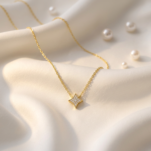 Hot Selling Quadrilateral Star <b>Pendant</b> Fine Jewelry 18K <b>Solid</b> <b>Gold</b> Real Natural Diamond Thin Chain Necklace Party Gift For Women - Product Image 6