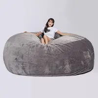 SCHAUM SAC Nach sherpa licht grau oversize 9ft 7ft 6ft runde faux pelz große sitzsack stuhl sofa bett