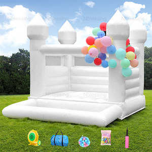 In Stock Jumper House Inflatable White Jumping Castle Wedding Bouncer for Party Wedding House With Blower Castle B - Product Image 5