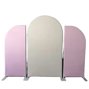 Custom Metal Aluminium Frame Tension Fabric Decoration Birthday Round Backdrop Stand Set 3 Pedestal Covers
