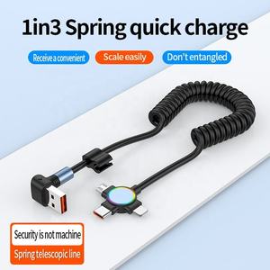 3-in-1 <b>USB</b> <b>to</b> <b>C</b>-type <b>Micro</b> Spring Cable 66W Fast Charging Cable With Indicator Light for iPhone for Samsung for Xiaomi - Product Image 2