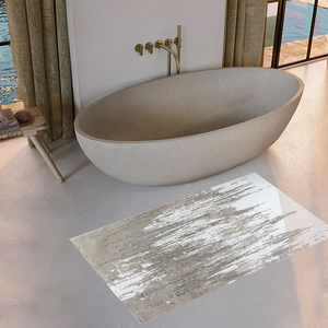 Alfombra de baño y tapetes de ducha de hilo de algodón teñido Marsan Ecru Beije Silver reciclado de 60*100cm, producción personalizada, hecho en Turquía. - Product Image 1
