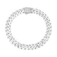 Bracelet de fiançailles de luxe personnalisé en cuivre style cubain, plaqué platine et or, pour la vente en gros de bijoux d'usine, tendance hipster et punk