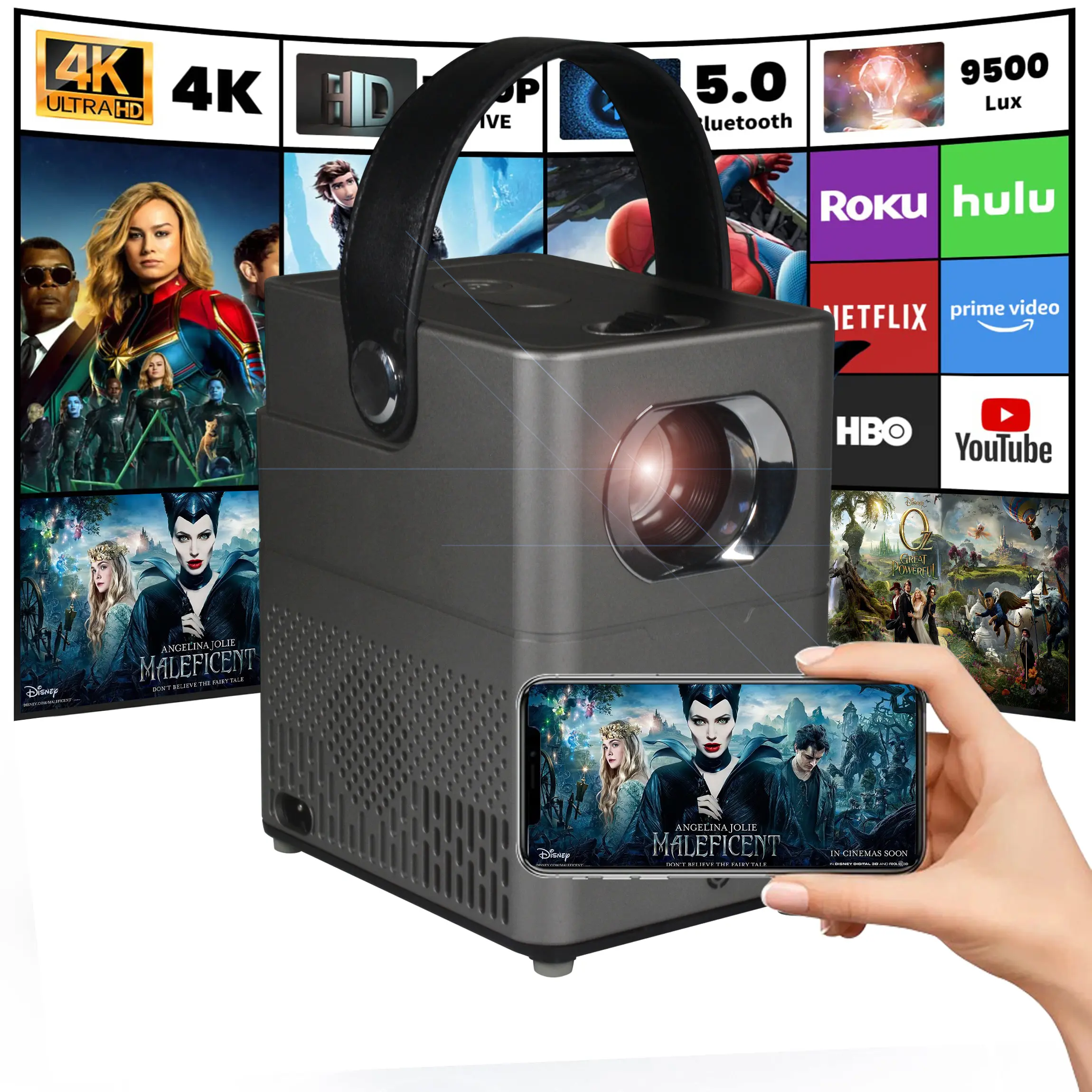 android 9 mini mobile hd projector 4k portable home theater DLP proyector pocket high lumens wireless smart projectors