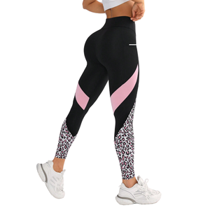 Leggings Deportivos de Cintura Alta para Mujer, Estampado de Leopardo, Transpirables, de Spandex/Nailon, Elásticos, Levanta Glúteos, para Yoga - Product Image 1