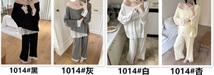 Conjuntos de ropa de dormir Conjunto de encaje Pijamas Mujer Casual Simple Sexy Estante de algodón Pijamas cómodos Ropa de casa - Product Image 2