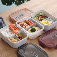 Boîte à Déjeuner Bento Simple en Plastique, sans BPA, PP, 3 Compartiments, Réutilisable et Adaptée au Micro-ondes, pour la Préparation des Repas, Conteneur Alimentaire pour École et Bureau