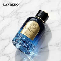 Flacon de parfum vide en verre rond à base volcanique, dégradé bleu, 30ml 50ml 100ml, avec boîte cadeau