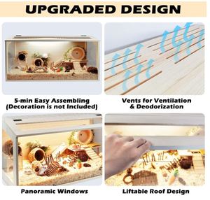 <span class=keywords><strong>Cage</strong></span> pour <span class=keywords><strong>hamster</strong></span> personnalisée en bois à mâcher 40 pouces Cages pour cochons d'inde Habitat de souris et de rats avec dessus ouvrable et feuilles acryliques - Product Image 3
