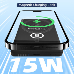 סוללת גיבוי מגנטית בהתאמה אישית למפעל, 5000mAh, עם מטען אלחוטי 15W, בנק כוח עם טעינה מהירה USB C 20W - Product Image 3