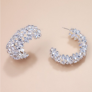 Orecchini da Donna all'Ingrosso, Orecchini Rotondi alla Moda con Diamanti d'Acqua, Accessori da Strada per Aste, Orecchini da Donna - Product Image 3