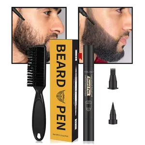 Lápis de barba para homens, acabamento natural para barba, forma de reparo de bigode, à prova d' água, caneta e escova
