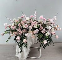 M-FR70 Fleurs artificielles vertes bordeaux naturelles, centre de table blanc pour allée, chemin de table rose, fournitures de décoration de mariage