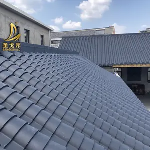 Polymer schwarze Farbe traditionelles Dachdesign Tempel mit Dachziegel chinesisches antikes Dachbau-Baumaterial