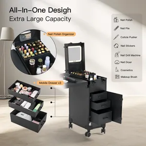<span class=keywords><strong>OBOX</strong></span> OEM/ODM Bureau de manucure et table à ongles en cuir PU et métal de qualité supérieure, moderne/classique, pour utilisation en salon de beauté - Product Image 2