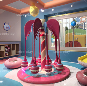 Attrezzatura Personalizzata per Parco Giochi al Coperto: Altalena a Carosello Elettrica a Forma di Albero di Cocco per Bambini - Product Image 4