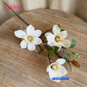 TH1518 داليان شيرمي بالجملة فرع واحد الحرير الأبيض الاصطناعي ماغنوليا الزهور وهمية - Product Image 6