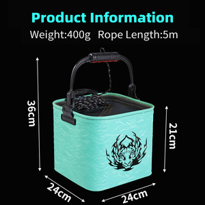 Matériel de pêche, couvercle en maille anti-évasion, conteneur pour poissons vivants résistant à l'usure, seau pliable en EVA pour le camping en plein air, les jeux aquatiques pour enfants - Product Image 4