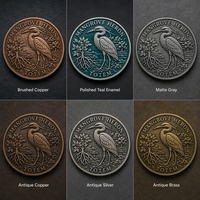 Pièce de monnaie commémorative personnalisée en métal en relief 3D avec motif héron mangrove, emballage de luxe, vente en gros sans MOQ