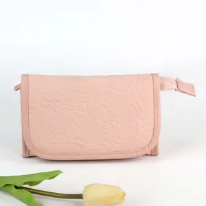 Custom donna Flip Cover Dupont custodia in carta tessuto grano trucco da viaggio morbida pelle rosa Make up Bag