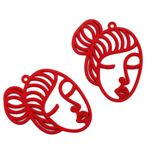 Colgante <span class=keywords><strong>de</strong></span> aleación con pintura en aerosol para mujer, Charms <span class=keywords><strong>de</strong></span> cara <span class=keywords><strong>de</strong></span> belleza para hacer pendientes, joyería, suministros, W195 - Product Image 5