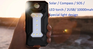 Original de emergencia powerbank luz panel solar 10000 mah cargador con 9pcs luces led y Brújula de banco de potencia - Product Image 6