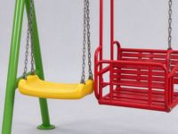 Grand ensemble de balançoires pour enfants, équipement de jeux extérieur, 3 balançoires, structure métallique, siège double pour maternelle, idéal pour parc et jardin