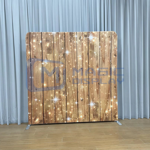 Toile tendue pour stand d'exposition 7,6 x 7,6 pieds, avec des paillettes sur le bois, toile de fond personnalisée avec logo, toile de fond pour mariage, bannière de toile de fond - Product Image 2