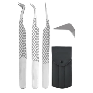 Pinzas para Pestañas de Acero Inoxidable con Logotipo Personalizado, Duraderas, con Punta Dentada de 10 mm de Longitud - Suministros para Pestañas de Volumen de Marca Privada - Product Image 1