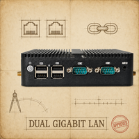 PC Industrial YCT sin Ventilador, PC Integrado en Caja, Doble LAN, HDMI, VGA, 2 COM, RS485, Riel DIN, 9-36V para Sistema de Distribución de Energía