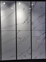 Dalle en marbre noir et blanc poli et émaillé 600x1200 pour mur, sol, panneau en pierre, intérieur de luxe, toilettes, cuisine, salon