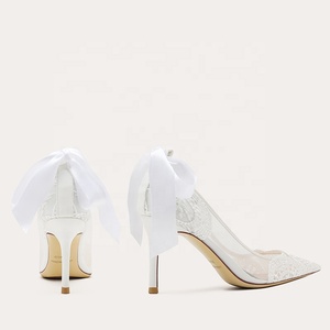 2024 scarpe da sposa da donna con tacco alto da donna con tacco alto con tacco alto da donna in maglia di pizzo estivo - Product Image 4