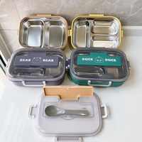 LFS Offre Spéciale : Boîte à lunch isotherme à 3 compartiments en acier inoxydable 304, avec séparateurs et couvercle en plastique anti-fuite